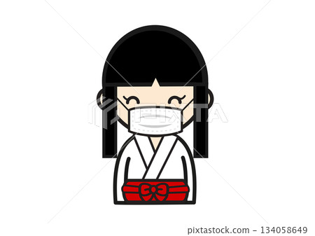 戴著面具的巫女插圖 戴著面具的巫女插圖 134058649