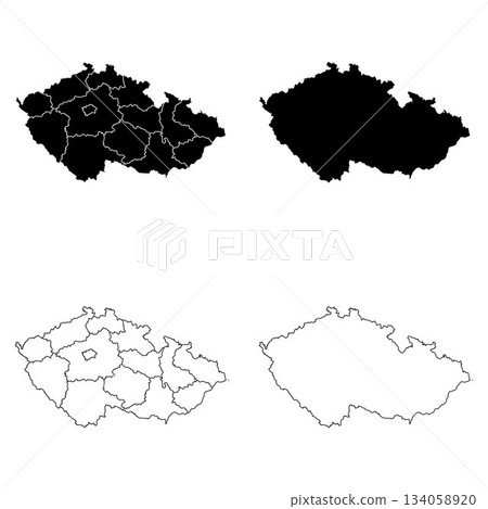 Czech Republic Outline and Solid Fill Map Set. 134058920