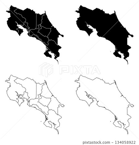 Costa Rica Outline and Solid Fill Map Set. 134058922