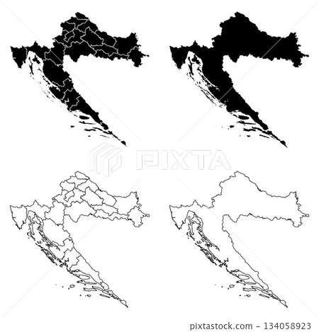 Croatia Outline and Solid Fill Map Set. Croatia Outline and Solid Fill Map Set. 134058923