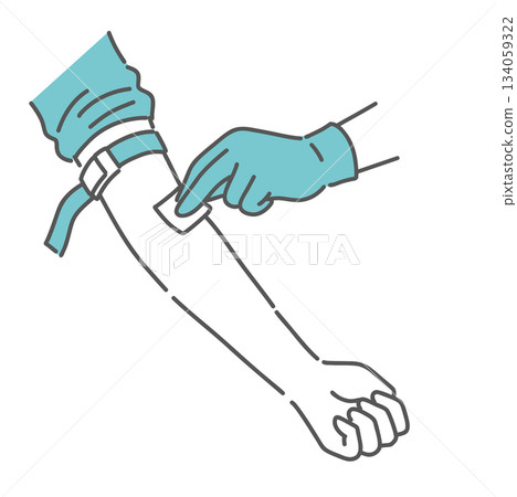 血液採集前用酒精進行手部消毒的特寫 134059322