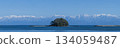 A panoramic view of Karaiwa Rock and the majestic Tateyama mountain range over the Sea of Japan 134059487