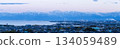 Panoramic view of the Tateyama mountain range and the cityscape 134059489