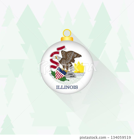 Illinois State Flag Christmas Decoration. 134059519