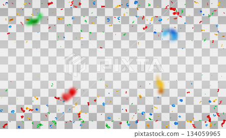 3D Falling colorful confetti and ribbon 3D Falling colorful confetti and ribbon 134059965