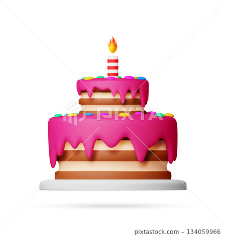 3D Two-tier birthday cake 134059966