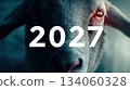 Blue-toned sheep portrait as the symbolic zodiac animal representing 2027 134060328
