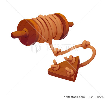 Corsair pirate ship rope wooden coil game icon. Medieval naval sailing accessory game item, pirate ship rope coil videogame vector icon. Corsair caravel nautical tool isolated arcade gaming icon Corsair pirate ship rope wooden coil game icon. Medieval naval sailing accessory game item, pirate ship rope coil videogame vector icon. Corsair caravel nautical tool isolated arcade gaming icon 134060592