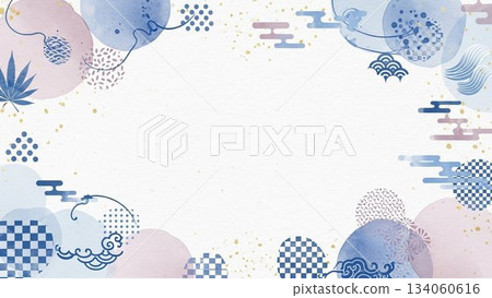 A gentle Japanese-style frame background design surrounded by pale floral patterns 134060616