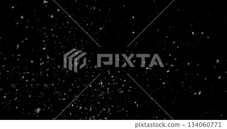 Falling snowflakes isolated on black background. Winter snow overlay texture for VFX, compositing, motion graphics and atmospheric effects Falling snowflakes isolated on black background. Winter snow overlay texture for VFX, compositing, motion graphics and atmospheric effects 134060771