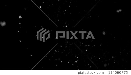 Falling snowflakes isolated on black background. Winter snow overlay texture for VFX, compositing, motion graphics and atmospheric effects Falling snowflakes isolated on black background. Winter snow overlay texture for VFX, compositing, motion graphics and atmospheric effects 134060775