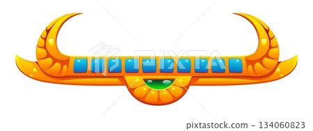 Ancient Egypt ornament for Egyptian divider frame and border, cartoon vector decoration element. Egyptian golden ornament with jewel gems or precious stones of Ancient Egypt treasure for divider frame 134060823