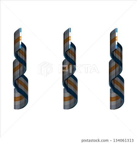 Abstract Twisted Stripes Vertical Sculpture Trio In Blue Orange Black 134061313
