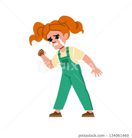 Little girl having tantrum crying tears on white background 134061460