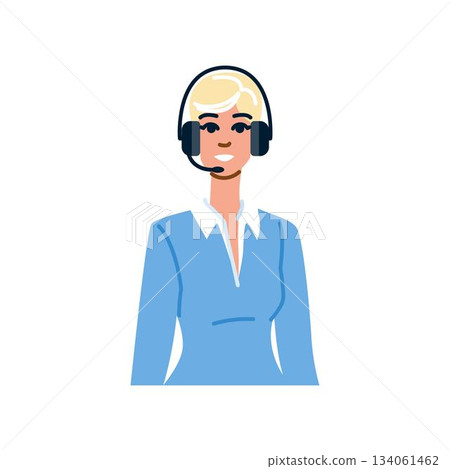 Woman call center operator providing customer support service 134061462