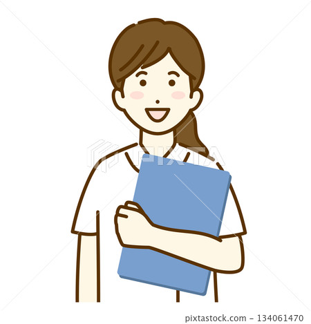 Nurse holding a medical record Nurse holding a medical record 134061470