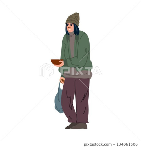 Homeless person begging for help and donation 134061506