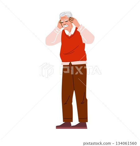 Senior man experiencing headache, pain, and health problems Senior man experiencing headache, pain, and health problems 134061560