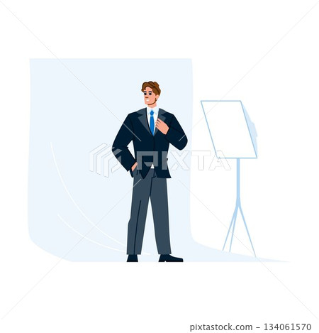 Businessman in suit preparing for studio photography session 134061570
