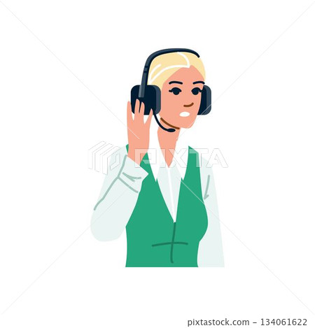 Customer service operator woman wearing headset providing support Customer service operator woman wearing headset providing support 134061622