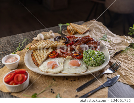English breakfast served on restaurant table English breakfast served on restaurant table 134061735