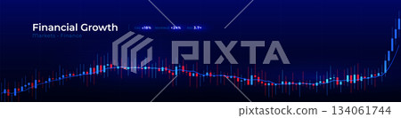 Financial Growth Stock Market Graphic, Economy Trade Graph, Data Chart Business Development Strategy Finance, Invest Background Concept, Global Digital Sale Analysis, Year Plan. Vector Illustration 134061744