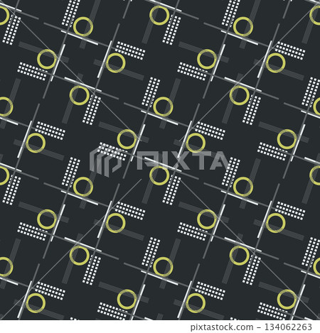 Textile motif seamless pattern. Abstract line shape geometric motif basic pattern continuous background. Man shirt all over print block.  134062263