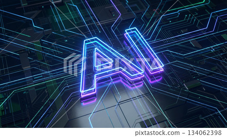 Technology background with AI, an acronym for artificial intelligence 134062398