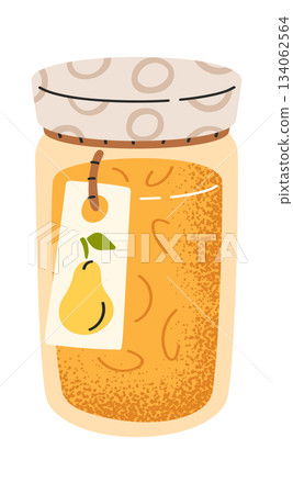 Sweet pear jam in jar 134062564