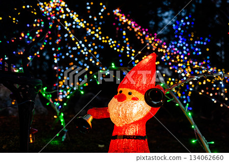 Christmas tree decorated with Christmas lights 134062660