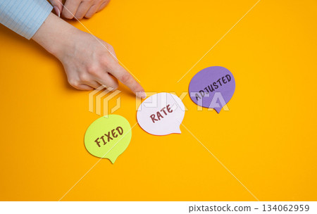 Fixed rate adjusted concept. Fixed interest rate modified or updated, originally fixed for a period but later adjusted due to economic conditions, inflation, or lender agreement. Woman and notes Fixed rate adjusted concept. Fixed interest rate modified or updated, originally fixed for a period but later adjusted due to economic conditions, inflation, or lender agreement. Woman and notes 134062959