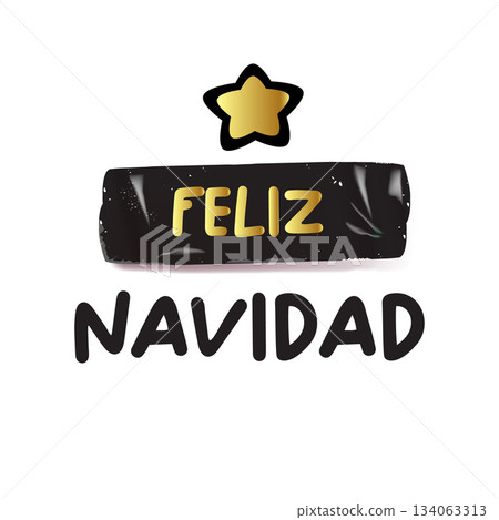 Feliz Navidad Merry Christmas in Spanish quote golden sticker vector design, creative holiday typography, modern festive graphic art for cards, invitations, social media banners, and decorations. Feliz Navidad Merry Christmas in Spanish quote golden sticker vector design, creative holiday typography, modern festive graphic art for cards, invitations, social media banners, and decorations. 134063313
