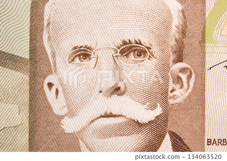 Ruy Barbosa a closeup portrait from Brazilian money 134063520