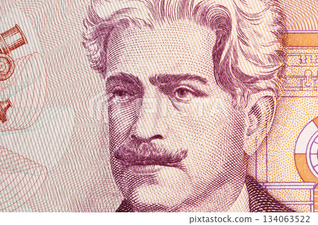Oswaldo Cruz a closeup portrait from Brazilian money 134063522