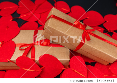 gift box with red hearts gift box with red hearts 134063631