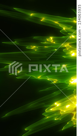 Abstract glowing green energy flow with bright streaks of light on a dark background Abstract glowing green energy flow with bright streaks of light on a dark background 134063935