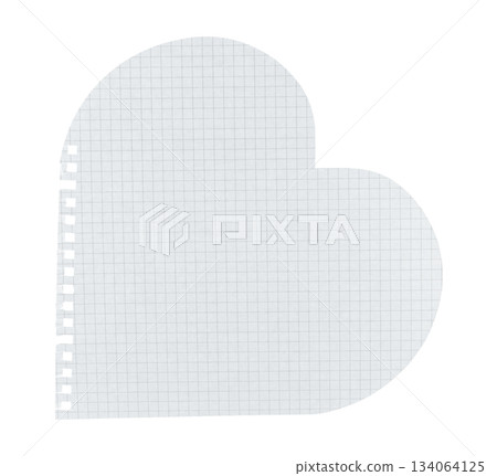 Notebook page shaped in a heart form, isolated on transparent background. Ideal for creative, love, stationery, and craft designs Notebook page shaped in a heart form, isolated on transparent background. Ideal for creative, love, stationery, and craft designs 134064125