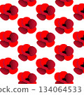 Seamless vector pattern with poppy flower on white background 134064533