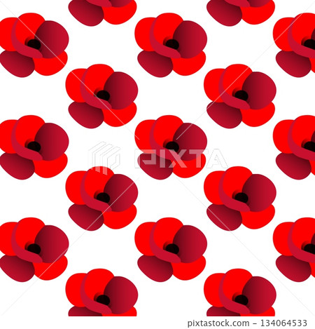Seamless vector pattern with poppy flower on white background Seamless vector pattern with poppy flower on white background 134064533