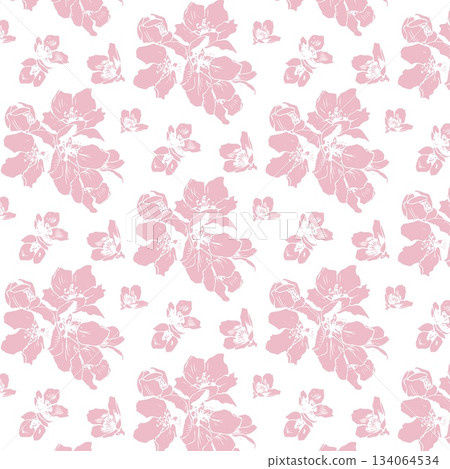 Apple bloom seamless pattern on white background for classic fabric design 134064534