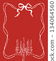 Holiday card template featuring a ribbon frame with a bow, a vintage candelabra with candles and pearls, and space for text. A red vintage frame with a ribbon is perfect for wedding, Valentines Day Holiday card template featuring a ribbon frame with a bow, a vintage candelabra with candles and pearls, and space for text. A red vintage frame with a ribbon is perfect for wedding, Valentines Day 134064560