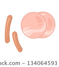 火腿和香腸插圖 134064593