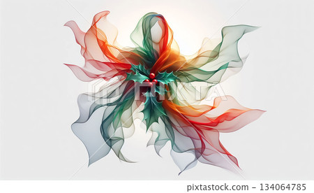 Abstract holly represented by soft silk floating gently in the background. Christmas celebration time 134064785