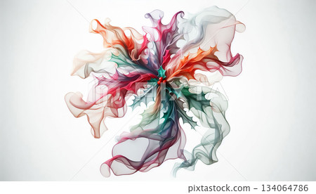 Abstract holly represented by soft silk floating gently in the background. Christmas celebration time 134064786