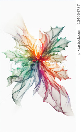 Abstract holly represented by soft silk floating gently in the background. Christmas celebration time 134064787