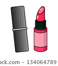 Pink Lipstick with Cap Vector Cosmetic Illustration. Ideal for beauty related projects, cosmetic branding, makeup tutorials, product packaging mockups and fashion blog graphics. 134064789