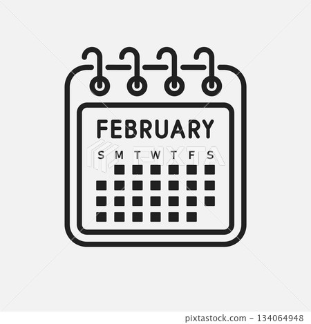 Vector template icon page calendar, month February 134064948