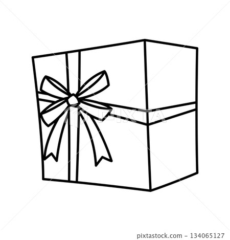 Illustration of gift box. Black line presents gift boxes for celebration, discounts or promotions. Illustration of gift box. Black line presents gift boxes for celebration, discounts or promotions. 134065127
