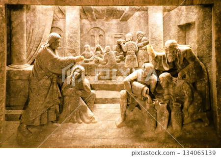 Salt reliefs from the Wieliczka Salt Mine, a UNESCO World Heritage Site Salt reliefs from the Wieliczka Salt Mine, a UNESCO World Heritage Site 134065139