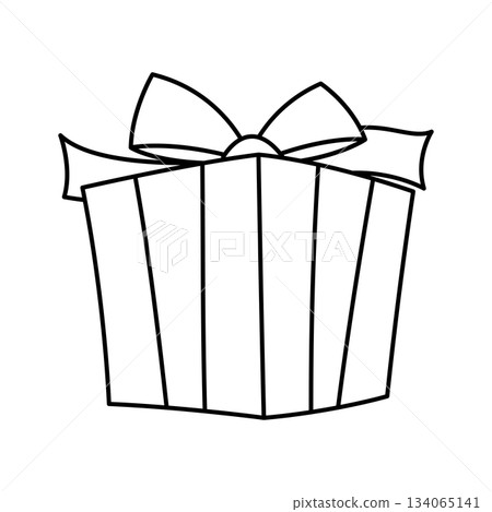 Illustration of gift box. Black line presents gift boxes for celebration, discounts or promotions. Illustration of gift box. Black line presents gift boxes for celebration, discounts or promotions. 134065141